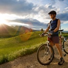 A mountain biker at sunset in Boulder, Colorado